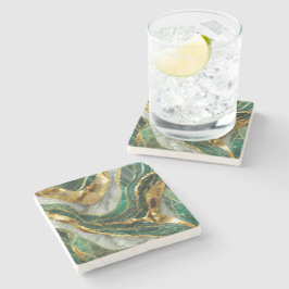 Emerald Green Gold Marble Metallic Luxury Geode Stenen Onderzetter