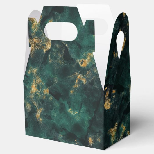 Emerald Green Gold Marble Wedding Bedankdoosjes (Geopend)