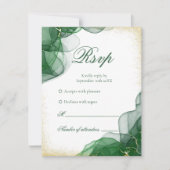 Emerald Green Gold Marble White Wedding RSVP Card (Voorkant)