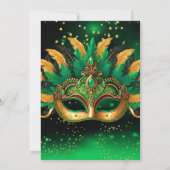 Emerald Green Gold Masks Masquerade Birthday Party Kaart (Achterkant)