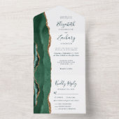 Emerald Green Gold Meal Options Wedding All In One Uitnodiging (Binnen)
