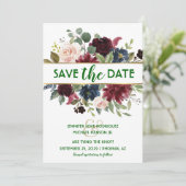 Emerald Green Gold Merlot Navy Boho Save the Date Kaart (Staand voorkant)