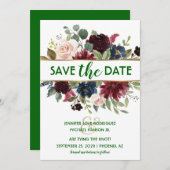 Emerald Green Gold Merlot Navy Boho Save the Date Kaart (Voorkant / Achterkant)