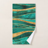 Emerald Green Gold Metallic Wavy Abstract Bad Handdoek (Handdoek)