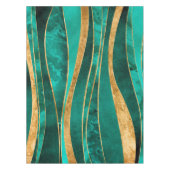 Emerald Green Gold Metallic Wavy Abstract Tafelkleed (Voorkant)
