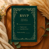 Emerald Green Gold Minimalist Wedding RSVP 