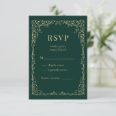 Emerald Green Gold Minimalist Wedding RSVP  (Staand voorkant)