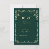 Emerald Green Gold Minimalist Wedding RSVP Kaartje (Voorkant)