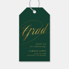 Emerald Green & Gold Minimalistische Afstudeerder Cadeaulabel