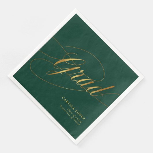 Emerald Green & Gold Minimalistische Afstudeerder Servet (Hoek)