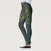 Emerald Green Gold Modern Abstract Leggings (Links)