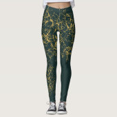 Emerald Green Gold Modern Abstract Leggings (Voorkant)