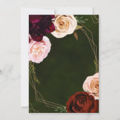 Emerald Green & Gold Modern Dark Floral Wedding Kaart (Achterkant)