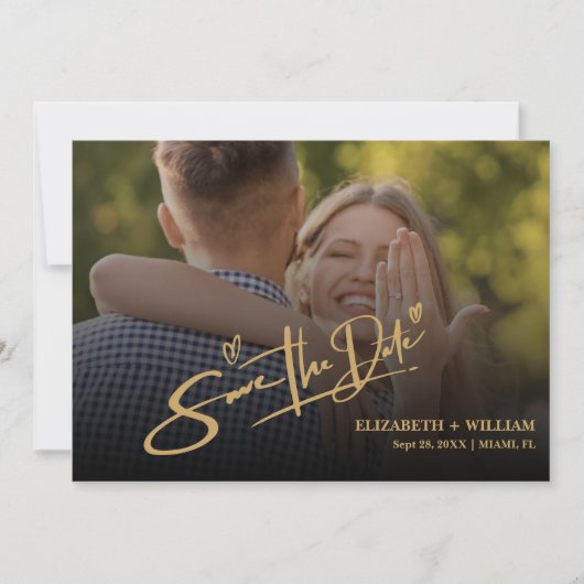 Emerald Green & Gold Modern Elegant Save The Date (Voorkant)