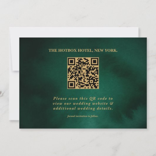 Emerald Green & Gold Modern Elegant Save The Date (Achterkant)