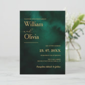 Emerald Green & Gold Modern Elegant Wedding Kaart (Staand voorkant)