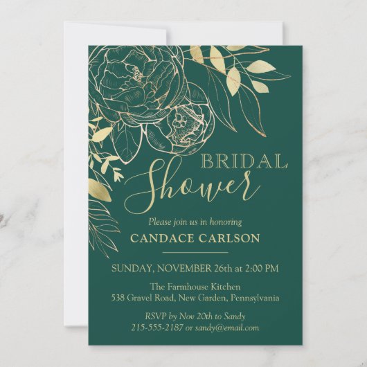 Emerald Green & Gold Modern Floral Vrijgezellenfee Kaart (Voorkant)
