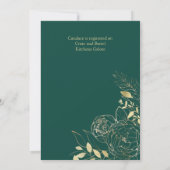 Emerald Green & Gold Modern Floral Vrijgezellenfee Kaart (Achterkant)