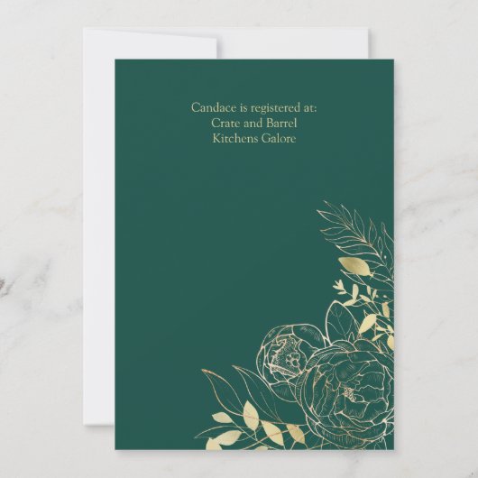 Emerald Green & Gold Modern Floral Vrijgezellenfee Kaart (Achterkant)