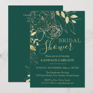 Emerald Green & Gold Modern Floral Vrijgezellenfee Kaart