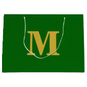 Emerald Green & Gold Modern Letter Monogram Groot Cadeauzakje (Voorkant)