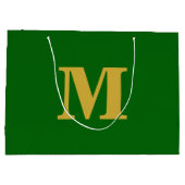Emerald Green & Gold Modern Letter Monogram Groot Cadeauzakje (Achterkant)