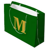 Emerald Green & Gold Modern Letter Monogram Groot Cadeauzakje (Achterkant Gekanteld)