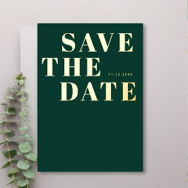 Emerald Green Gold Modern Wedding Save the Date Folie Uitnodiging