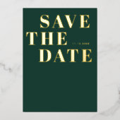Emerald Green Gold Modern Wedding Save the Date Folie Uitnodiging (Voorkant)