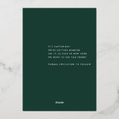 Emerald Green Gold Modern Wedding Save the Date Folie Uitnodiging (Achterkant)