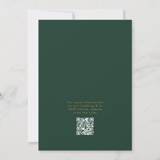 Emerald Green Gold Moderne Typografie RSVP Huwelij Kaart (Achterkant)