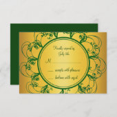Emerald Green & Gold Monogram RSVP (Voorkant / Achterkant)