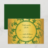 Emerald Green & Gold Monogram RSVP Kaartje (Voorkant / Achterkant)
