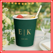 Emerald Green & Gold Monogram Wedding Papieren Bekers