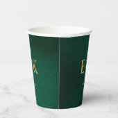 Emerald Green & Gold Monogram Wedding Papieren Bekers (Rechts)
