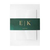 Emerald Green & Gold Monogram Wedding Uitnodigingen Wikkel (Voorkant Voorbeeld)