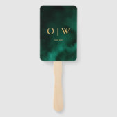 Emerald Green Gold Orde van Evenementen Wedding Pr Handwaaier (Achterkant)