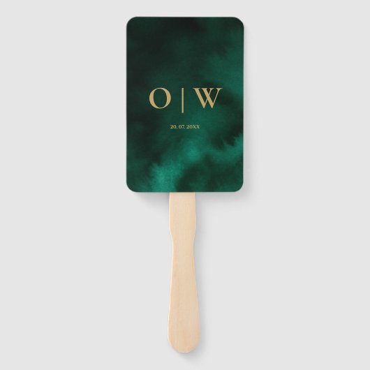 Emerald Green Gold Orde van Evenementen Wedding Pr Handwaaier (Achterkant)