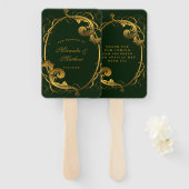 Emerald Green Gold Ornament Weddenschap Hartelijk  Handwaaier (Voorkant en achterkant)