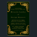 Emerald Green Gold Ornament Wedding Invitation Magneet<br><div class="desc">Dit ontwerp is voorzien van ornament bladeren in gouden texturen met een prachtige groene achtergrond. Geweldig voor je trouwfeesten!</div>