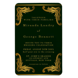 Emerald Green Gold Ornament Wedding Invitation Magneet