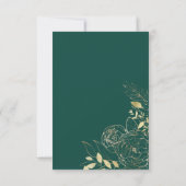 Emerald Green & Gold Peony Modern Floral Wedding Save The Date (Achterkant)