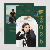 Emerald Green & Gold Photo Graduation announcement (Voorkant / Achterkant)