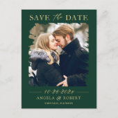 Emerald Green Gold Photo Lijst Save the Date Briefkaart (Voorkant)