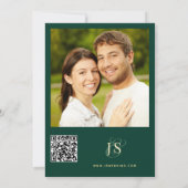 Emerald Green & Gold Photo QR-code legant Save The Date (Achterkant)