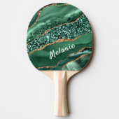 Emerald Green Gold Ping Pong Paddle Aangepaste naa Tafeltennisbatje (Achterkant)
