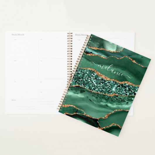 Emerald Green Gold Planner met aangepaste naam (Display)