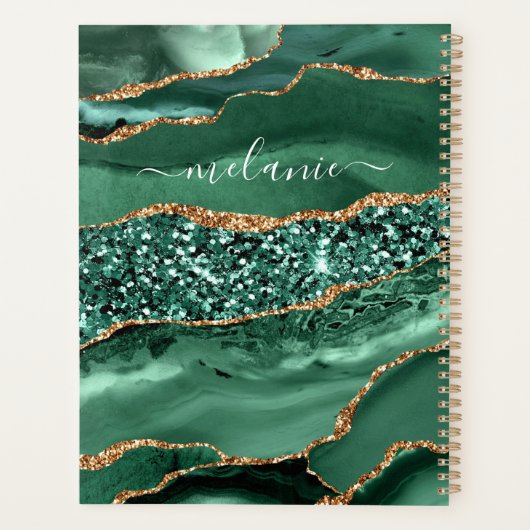 Emerald Green Gold Planner met aangepaste naam (Achterkant)