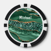 Emerald Green Gold Poker Chips met aangepaste naam (Voorkant)