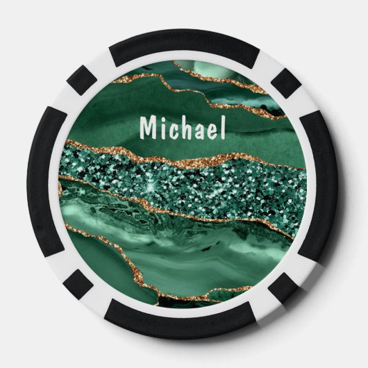 Emerald Green Gold Poker Chips met aangepaste naam (Achterkant)